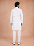 Men White Chikankari Cotton Kurta with Pyjama Set