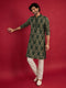 Men Green Silk Blend Kurta with Pyjama Festive, Diwali Ethnic Wear