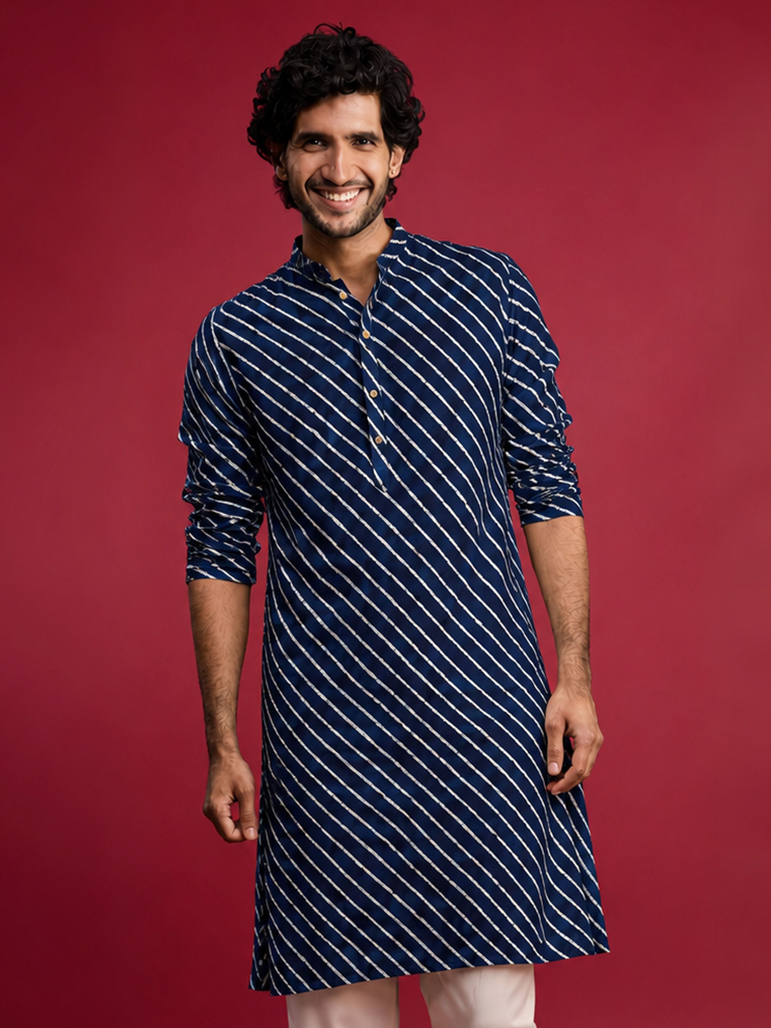 Men Navy Blue Rayon Kurta Diwali, Festive, Navratri, Party, Wedding, All regions Ethnic Wear