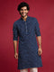 Men Navy Blue Rayon Kurta Diwali, Festive, Navratri, Party, Wedding, All regions Ethnic Wear