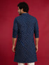 Men's Navy Blue Rayon Digital Print Knee Length Kurta