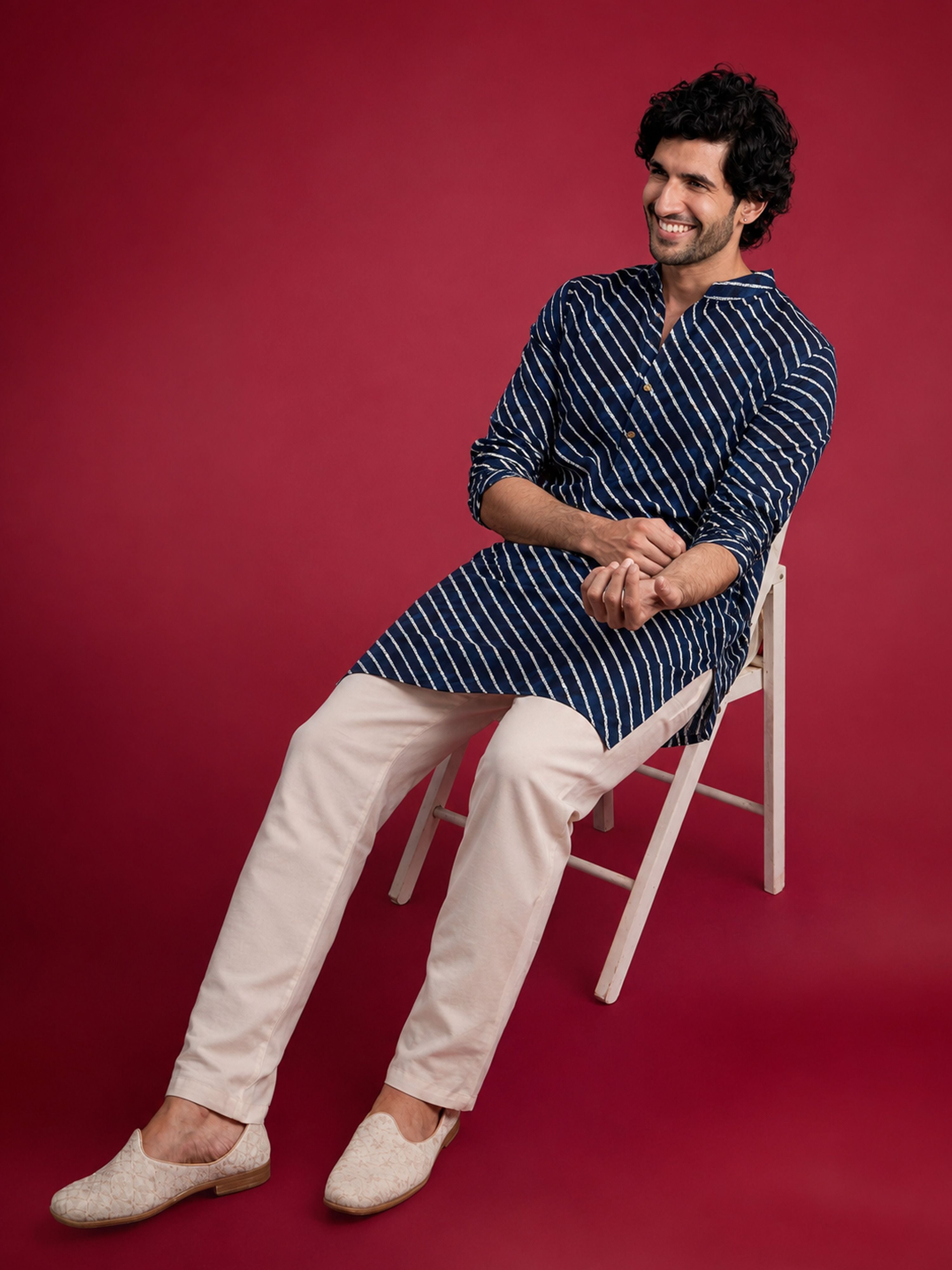 Men Blue Rayon Kurta with Pyjama Diwali, Festive, Navratri, Party, Wedding, All regions Ethnic Wear