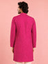 Men's Fuchsia Rayon Digital Print Knee Length Kurta