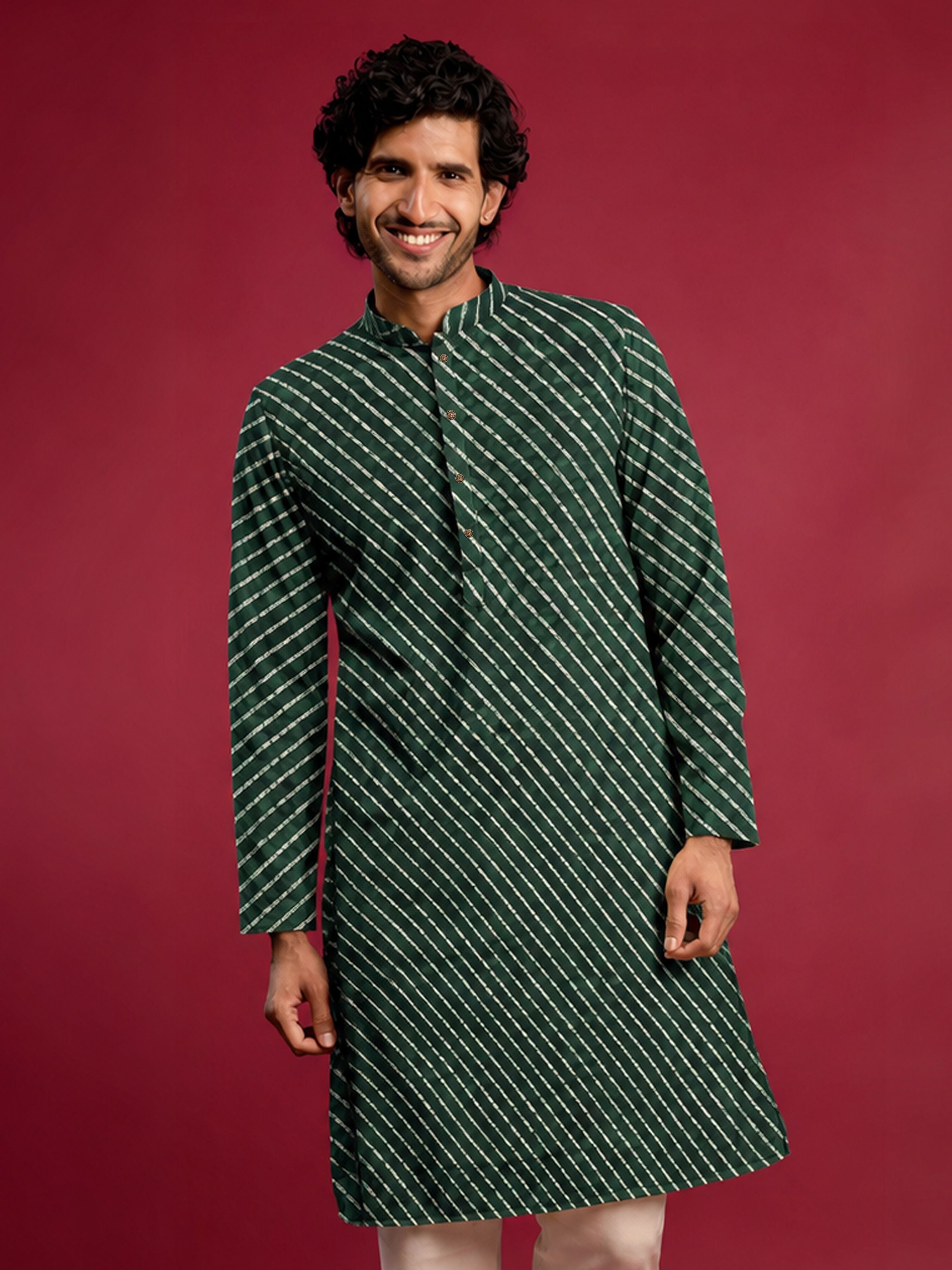 Men Green Rayon Kurta Diwali, Festive, Navratri, Party, Wedding, All regions Ethnic Wear