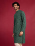Men's Green Rayon Digital Print Knee Length Kurta