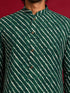 Men's Green Rayon Digital Print Knee Length Kurta with Pyjama