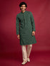 Men's Green Rayon Digital Print Knee Length Kurta with Pyjama