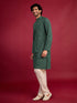 Men's Green Rayon Digital Print Knee Length Kurta with Pyjama