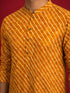 Men's Mustard Rayon Digital Print Knee Length Kurta