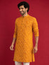 Men's Mustard Rayon Digital Print Knee Length Kurta
