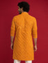 Men's Mustard Rayon Digital Print Knee Length Kurta