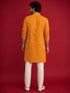 Men's Mustard Rayon Digital Print Knee Length Kurta with Pyjama