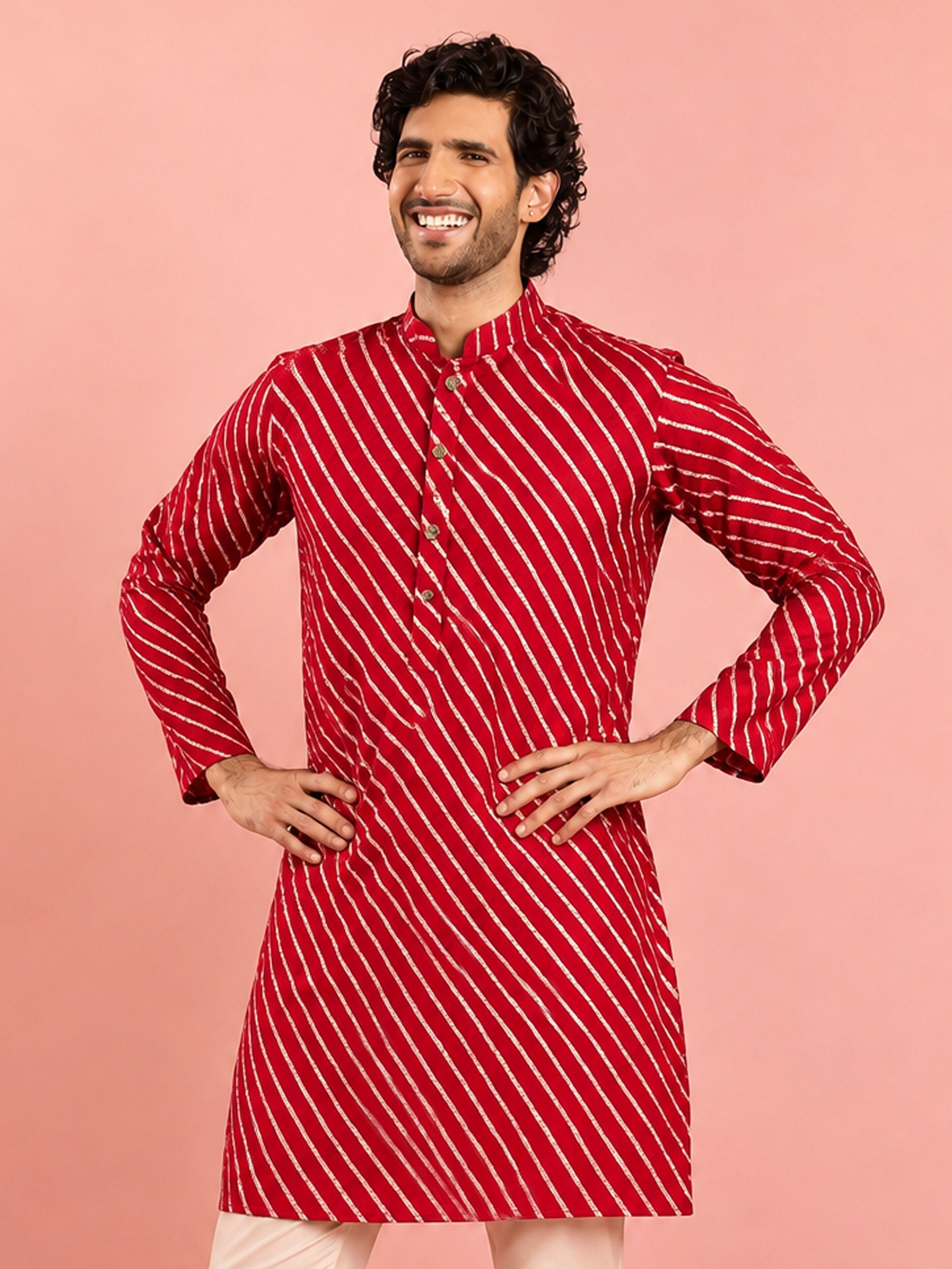 Men Red Rayon Kurta Diwali, Festive, Navratri, Party, Wedding, All regions Ethnic Wear