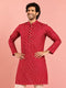 Men Red Rayon Kurta Diwali, Festive, Navratri, Party, Wedding, All regions Ethnic Wear