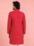 Men's Red Rayon Digital Print Knee Length Kurta