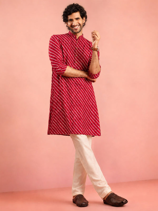 Men Red Rayon Kurta with Pyjama Diwali, Festive, Navratri, Party, Wedding, All regions Ethnic Wear