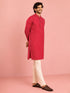 Men's Red Rayon Digital Print Knee Length Kurta with Pyjama