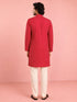 Men's Red Rayon Digital Print Knee Length Kurta with Pyjama