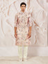 Men's Multicolor-Base-Peach Cotton Blend Kurta And Pyjama Set