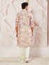 Men's Multicolor-Base-Peach Cotton Blend Kurta And Pyjama Set