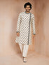 Men's Black Viscose Embroidered Knee Length Kurta with Pyjama