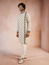 Men's Black Viscose Embroidered Knee Length Kurta with Pyjama