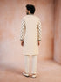 Men's Black Viscose Embroidered Knee Length Kurta with Pyjama