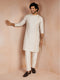 Men Cream Viscose Kurta with Pyjama Navratri, Diwali, All regions, Festive, Durga Puja Ethnic Wear