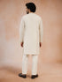 Men's Cream Viscose Embroidered Knee Length Kurta with Pyjama