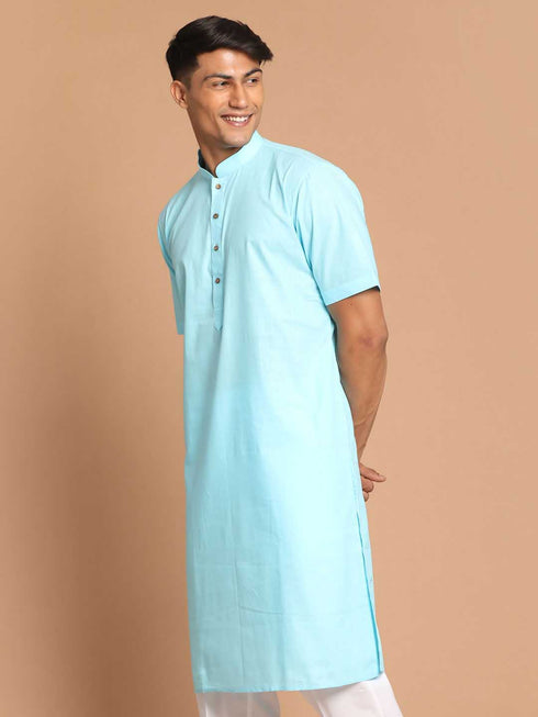 Men's Blue Solid Kurta