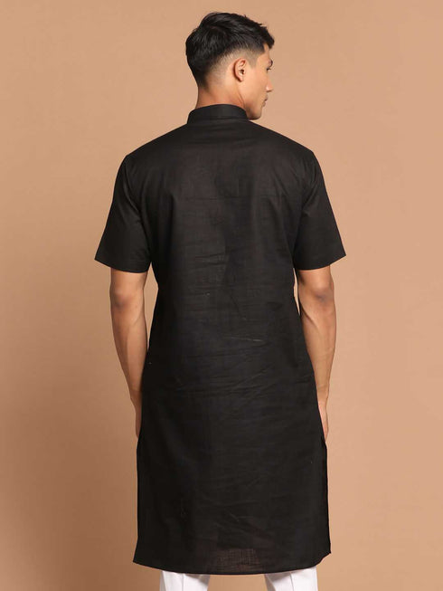 Men's Black Solid Kurta