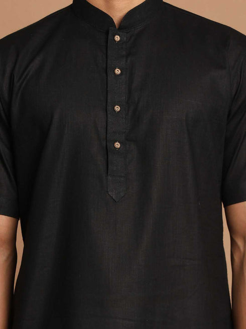 Men's Black Solid Kurta