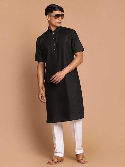 Men's Black Solid Kurta