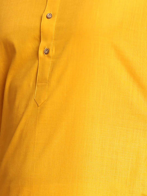 Men's Mustard Solid Kurta