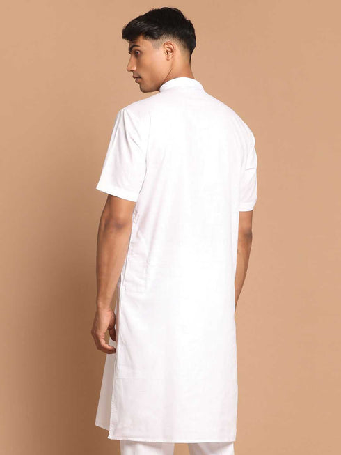 Men's White Solid Kurta