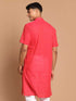 Men's Pink Color Striped Kurta