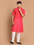 Men's Pink Color Striped Kurta