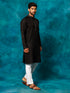 Men's Black And White Cotton Blend Kurta Pyjama Set