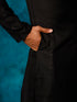 Men's Black And Cream Cotton Blend Kurta Pyjama Set