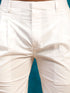 Men's Cream And White Cotton Blend Kurta Pyjama Set