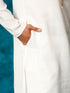 Men's Cream And White Cotton Blend Kurta Pyjama Set