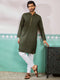 Men's Mehendi Green Cotton Blend Kurta And Pyjama Set