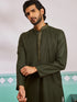 Men's Mehendi Green Cotton Blend Kurta And Pyjama Set