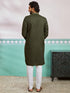 Men's Mehendi Green Cotton Blend Kurta And Pyjama Set