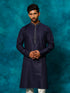 Men's Navy Blue Cotton Blend Ethnic Kurta