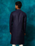 Men's Navy Blue Cotton Blend Ethnic Kurta