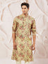 Men's Beige Floral Printed Straight Kurta