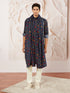 Men's Blue And Cream Rayon Kurta Pyjama And Dupatta Set