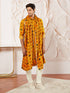 Men's Yellow And Cream Rayon Kurta Pyjama And Dupatta Set