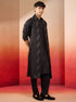 Mens Black Silk Kurta Set with Pant and Mirror Work Dupatta